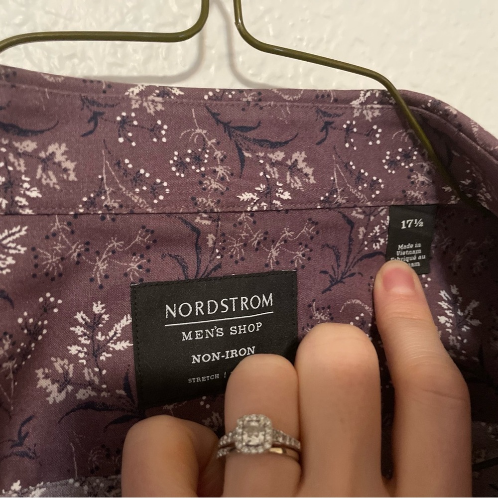 Nordstrom Men's Purple Floral Non-Iron Shirt
